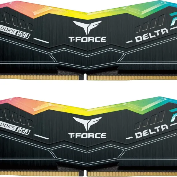 رام T-FORCE DELTA RGB أسود DDR5 64GB (32×2) بسرعة 6000MHz CL38