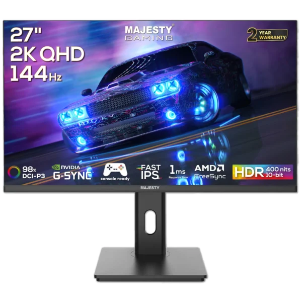 COMPUTER SCREEN 27شاشة كمبيوتر ماجيستي 27 بوصة – QHD 2K، 144Hz، 1ms، FAST IPS، HDR400، G-SYNC & FreeSync