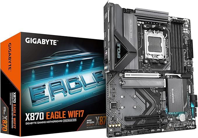 MOTHERBOARD GIGABYTE X870 Eagle WIFI7 Motherboard - Supports AMD Ryzen 9000 CPUs, 14+2+2 Phase VRM, up to 8000MHz DDR5 (OC), 1xPCIe 5.0, Wi-Fi 7, 2.5GbE LAN, USB 4