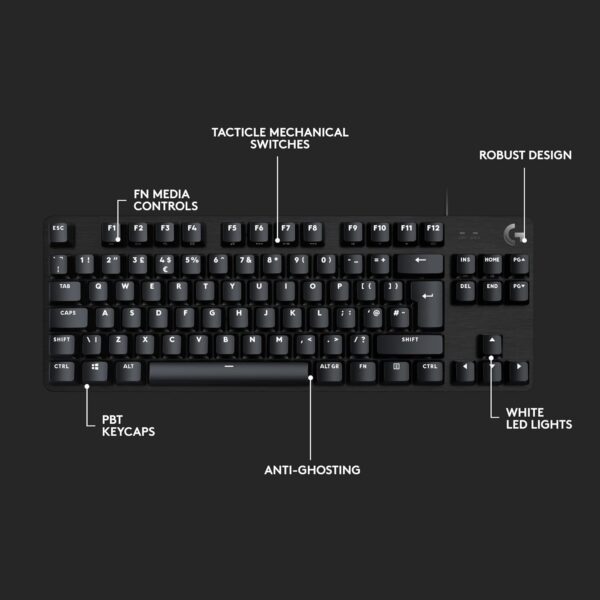 الصورة الثانية لـ Logitech G413 TKL SE Mechanical Gaming Keyboard - Compact Backlit Keyboard with Tactile Mechanical Switches, Anti-Ghosting, Compatible with Windows, macOS, AR Keyboard -