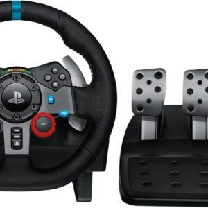 Logitech G29 Driving Force Racing Wheel and Floor Pedals, Real Force Feedback, Stainless Steel Paddle Shifters, Leather Steering Wheel Cover for PS5 Pro, PS5, PS4, PC, Mac - Black - KSA Version