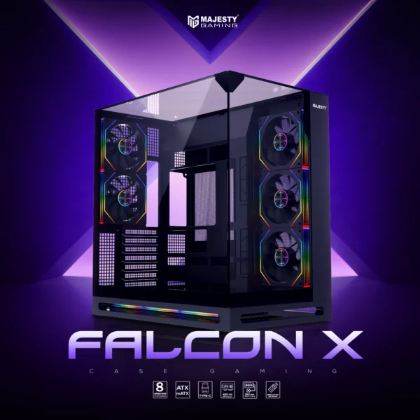 Second image of MAJESTY FALCON X GAMING CASE HUB{BLACK LCD